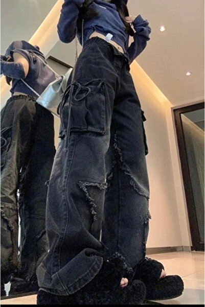 Köstebek Stars Patchwork Streetwear Jeans with Cargo Pockets
