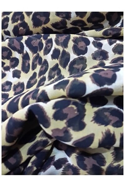 Evimmis Leopar Desenli Şifon Kumaş Çift En Elbiselik Bluzluk Eteklik Gömlekli...