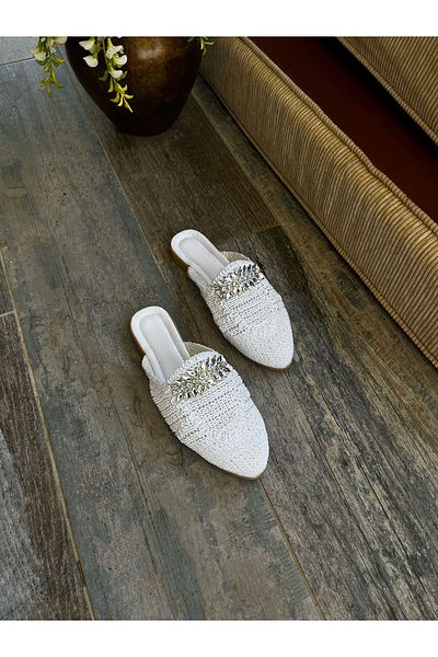 TRODONS Stoned Straw Model Knitted Women's Slippers