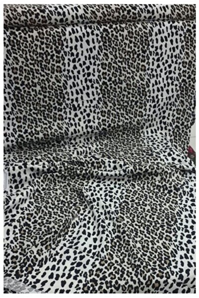 Evimmis Leopar Desenli Pamuklu Viskon Kumaş Elbiselik Eteklik Şalvarlık Çift En (150 Cm)