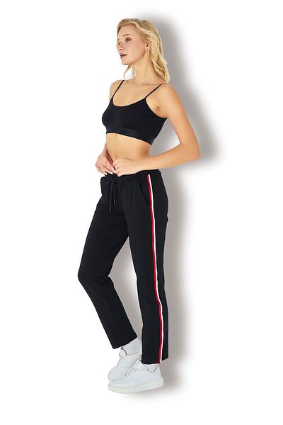 Jiber Pantaloni de sport negri cu două fire pentru femei 2722