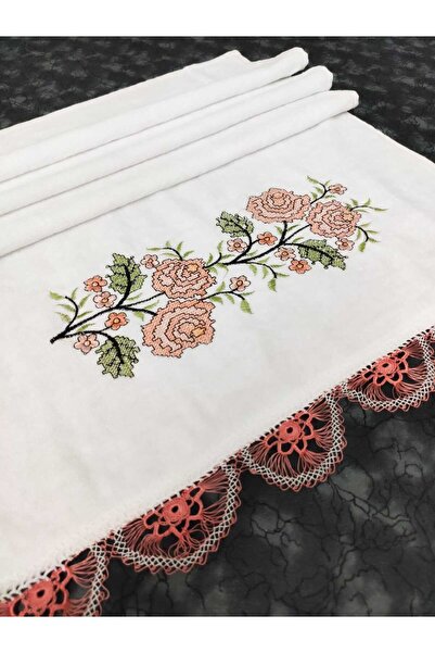 Çt Çeyizci Tekstil Бавовняна вишита рушник, односторонній весільний набір, подарунковий рушник, рушник з вишитим візерунком 1 штука