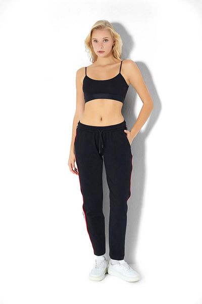 Jiber Pantaloni de sport negri cu două fire pentru femei 2722