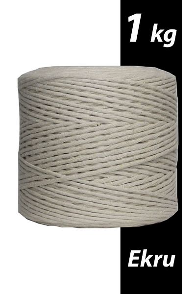 Bevella Macrame Cord Macrame Rope Ecru Color 1 kg 3 mm Single Twist Scannable Macrame Rope