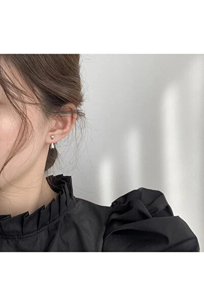 AURRARİ Kadın 2'li Gümüş Kaplama Damla Küpe Çift Kullanım