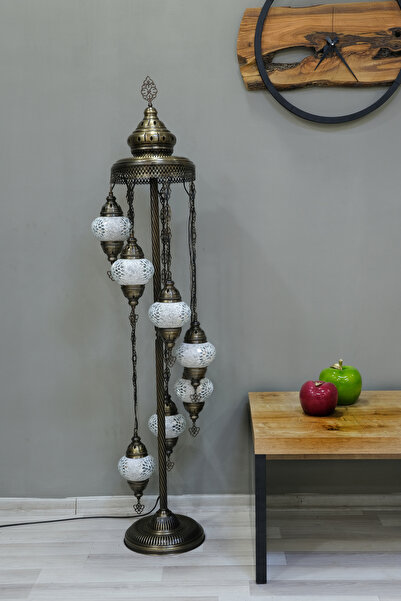 Asylove 7 Küreli Lambader, Mozaik Türk Lambası, Geleneksel Osmanlı Ev Dekorasyonu, 150 x 46 cm