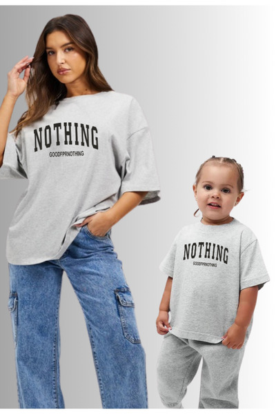 Gramix Tricou imprimat pentru mama și fiica No Thing (Adăugați 2 BUCĂȚI PENTR...