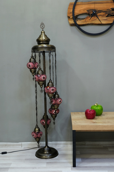 Asylove 7 Küreli Lambader, Mozaik Türk Lambası, Geleneksel Osmanlı Ev Dekorasyonu, 150 x 46 cm