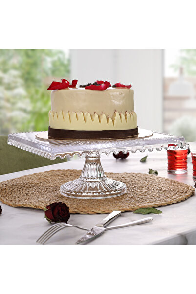 Multiamo Linea Model Glass Footed Square Cake and Cake Presentation Holder