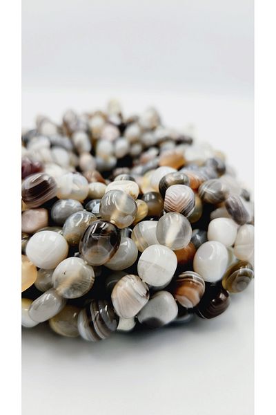 Yüksel Boncuk Large Amorphous Agate Stone Natural Stone String