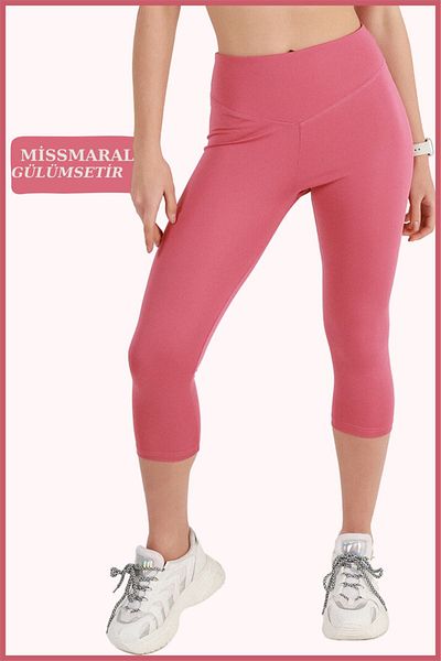 missmaral Dedesubt genunchi Leggings Capri Trandafiri uscati Recuperare cu talie înaltă Patut cu picior slab Cusături detaliate Capri 1020