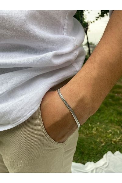 Takıtolia Unisex Italian Stainless Steel Bracelet - Wicker Flat, Gold Silver Option