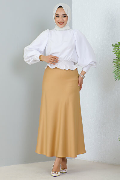 benguen 4098 Satin Skirt Beige