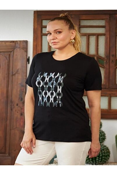 RMG büyük beden  Desenli t-shırt 6165