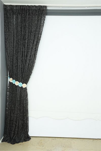 AKÇA TEKSTİL SULTAN 2 MODEL ANTHRACITE COLOR SINGLE WING Ready planted Pleated Background Curtain 300*260 cm