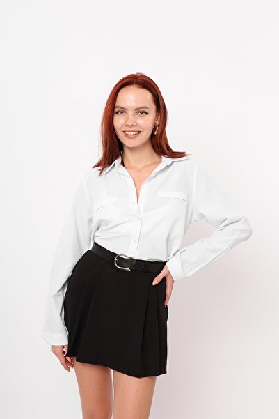 Genel Markalar Kadın Kemerli  Pileli Şort Etek