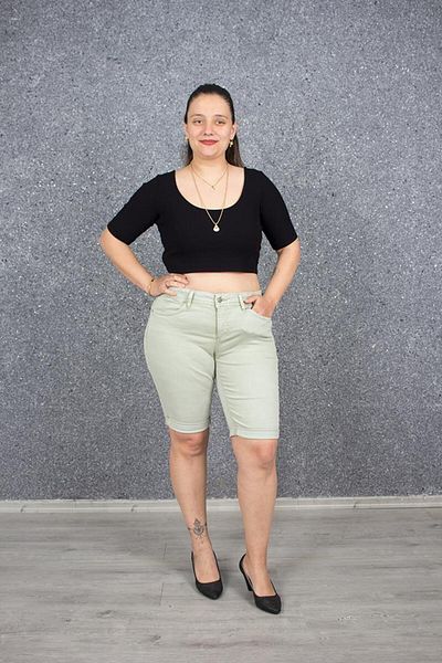 Truva XXL Large Size High Waist Lycra Capri Trousers Green Pn331