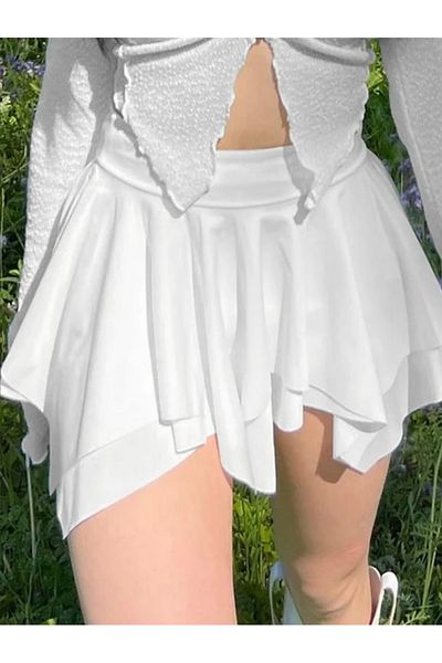 GARDIROZA Fusta mini asimetrică, fustă mini cu talie elastică asimetrică
