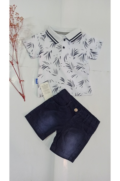 Yakup bebe Lacoste 2-piece children's set with collar and sweat shorts.