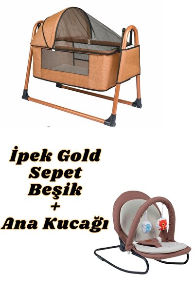 Özbay Btrend Sallanır Bebek Çeyiz Seti 2 Li Sepet Beşik Ve Anakucağı Açık Kahve