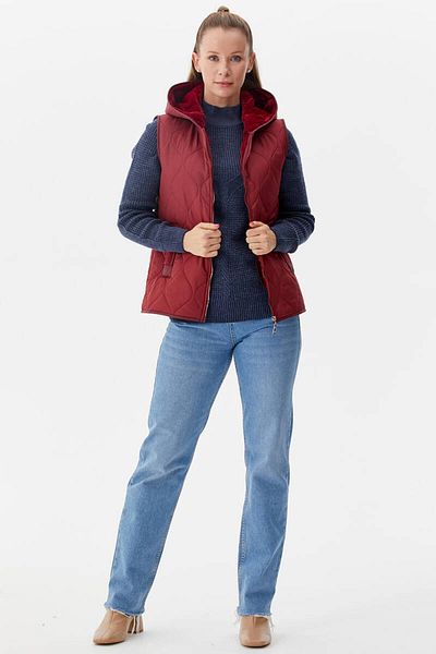 Sementa Quilted Vest with Plush Fur Inside - Claret Red