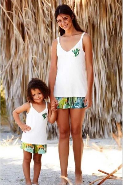 Penyemood Set pantaloni scurți cu bretele din fire din bumbac pieptănat Mood 8333 - - Alb - Xl