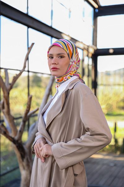 İpekhan Μαλακό κασκόλ Poncy Pattern Orange Altuni 1169-07