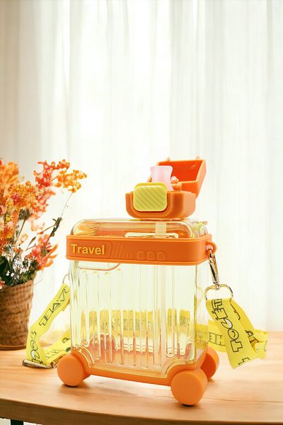 M&B WATER BOTTLE 650 ml Water Bottle with Colorful Suitcase Design - Neck Hanging School Children's Water Bottle