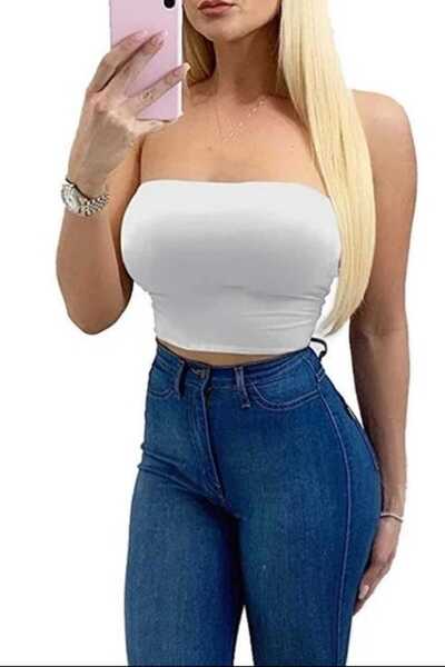GARDIROZA women's Strapless Crop Blouse Short Crop Strapless Crop Strapless B...