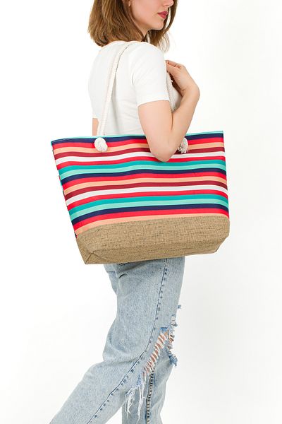 ANDİFLİ Women's Straw Shoulder Bag Jute Fabric Soft Handle