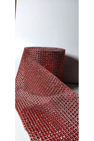 Aker Hediyelik 24 σειρές Red Stone Strass - Μήκος 2,5m, Πλαστικές Χάντρες Κορδέλας