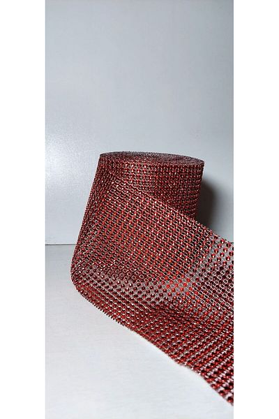 Aker Hediyelik 24 σειρές Red Stone Strass - Μήκος 2,5m, Πλαστικές Χάντρες Κορδέλας