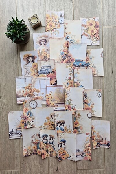 Mona Craftist 26 Adet Sonbahar Çiçek Temalı Scrapbook Kağıt Seti Bullet Journ...