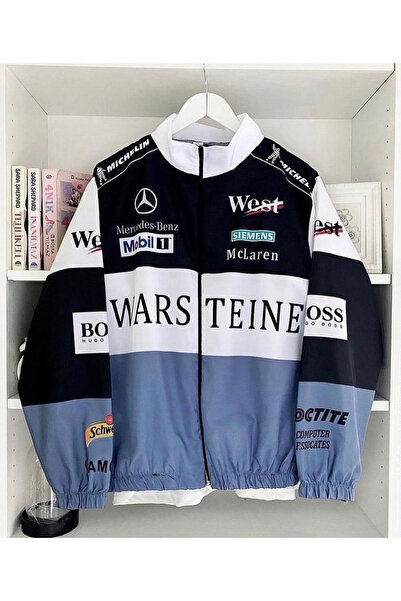 MSRT Unisex Αδιάβροχο με φερμουάρ με εμπριμέ μαύρο σχέδιο και αντιανεμικό