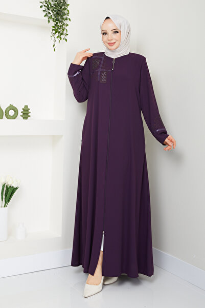 Pamuk Butik Kadın Yandan Cepli İşlemeli Tesettür Ferace