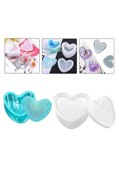 Getshopmini Epoksi Kalp Kapaklı Mücevher Takı Kutusu Silikon Kalıbı Gt9235