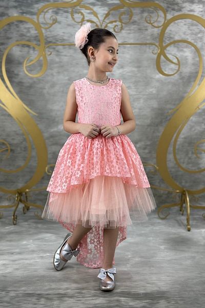 ABİYEKİDS Πούδρα Ruched Style Tailed Model Παιδικό βραδινό φόρεμα ABY645