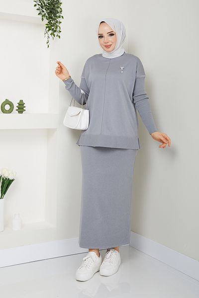 Pamuk Butik Γυναικείο Σετ Mercerized Καρφίτσα και Ασημένια Φούστα