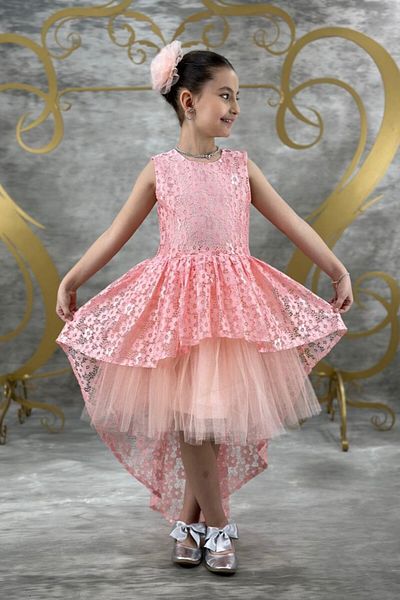 ABİYEKİDS Πούδρα Ruched Style Tailed Model Παιδικό βραδινό φόρεμα ABY645