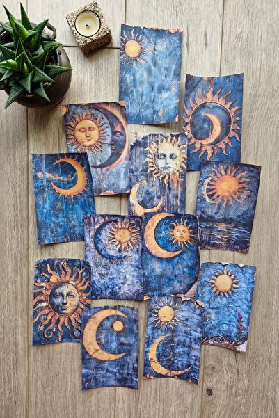 Mona Craftist 12 Adet Scrapbook Ay Güneş Temalı Scrapbook Kağıt Seti Bullet J...