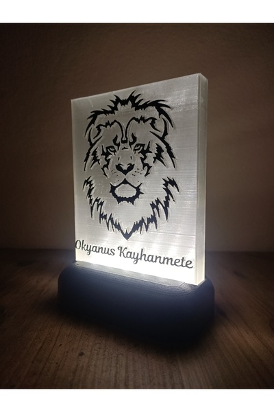 DÖNÜŞÜM ATÖLYESİ Aslan Silüet İsme Özel Dekoratif Led Masa ve Gece Lambası Ka...