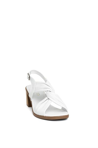 ENZO 22-13 Women's Genuine Leather Heeled Sandals White
