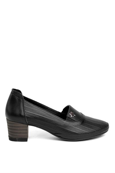 Ayakkabı Fuarı Beety BY01.8334 Women's Leather Classic Heeled Shoes Black