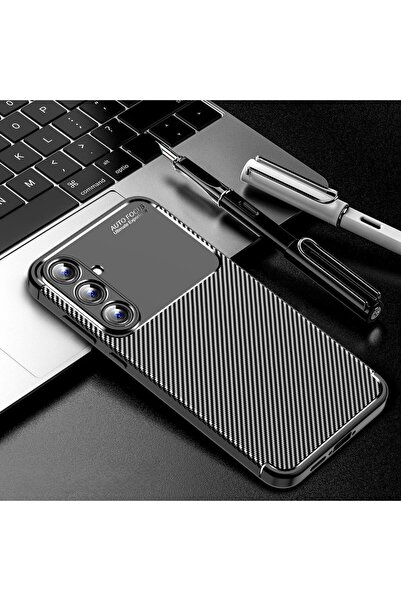 Samsung Galaxy A35 Compatible Camera Shielded (CARBON DESIGN) Protective Luxury Silicone Case