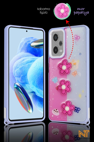 Nezih Case Xiaomi Redmi Note 12 Pro Plus 5G Uyumlu Kabartmalı Figürlü Trend S...