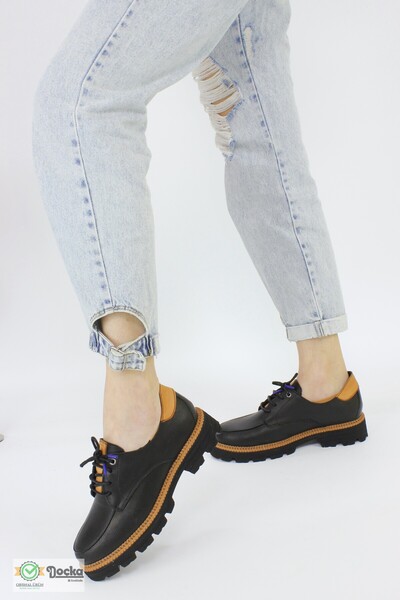 Mammamia Kadın Hakiki Deri Ortopedik Spor Tarz Günlük Oxfort Ayakkabı M25/YA-...