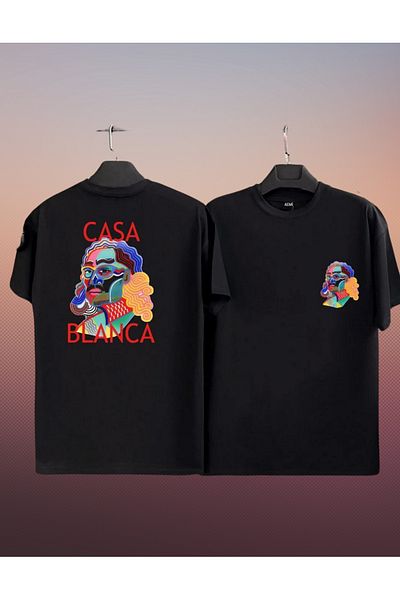 AEMİ Μπλουζάκι Unisex Casa Blanca με στάμπα 100% βαμβακερό με λαιμόκοψη μπλουζάκι