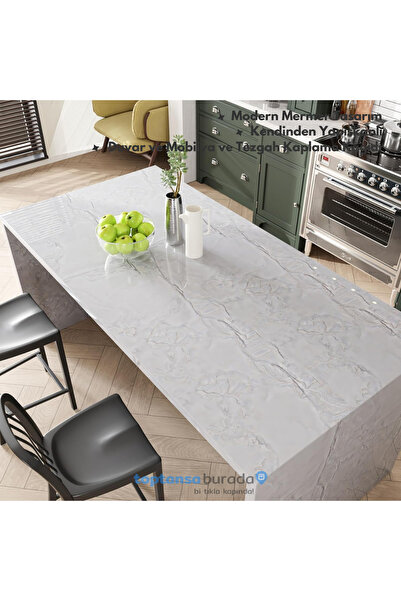 TechnoSmart Kendinden Yapışkanlı Mermer Desen Folyo Mutfak Dolap Masa Kaplama Duvarkağıdı