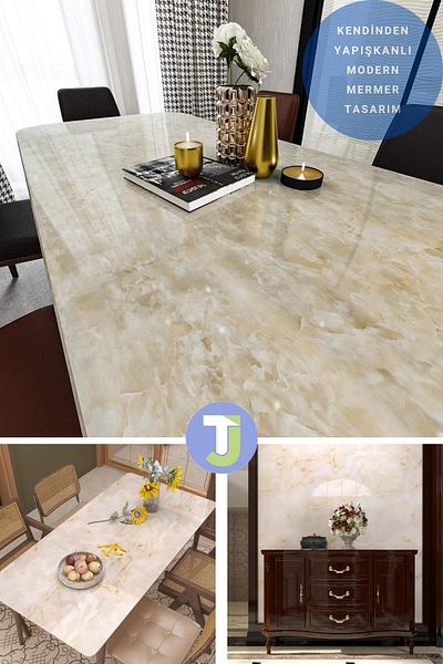 Technojet Self-adhesive Marble Pattern Foil Kitchen Bathroom Countertop Wall Table Covering 60cmX500cm