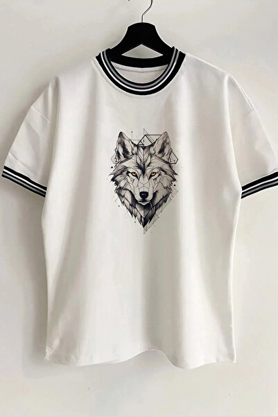 Vordevia Λευκό μπλουζάκι Unisex Oversize με λεπτομέρεια με γιακά και μανίκια ...